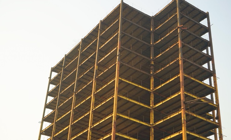 Steel fabrication inside a manufacturing facility